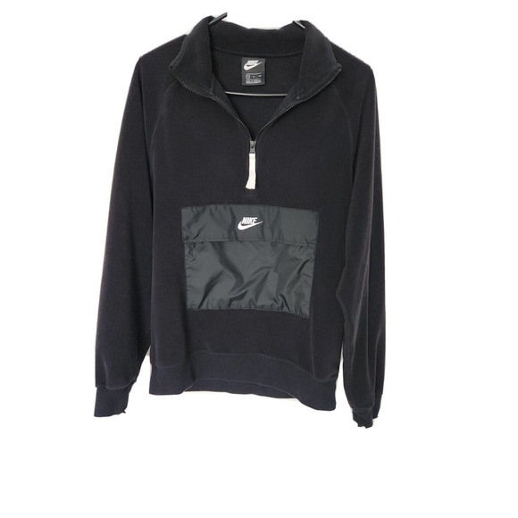 Nike Tops - Nike Sportswear Half Zip Fleece Pullover Black White windbreaker CJ4545-010